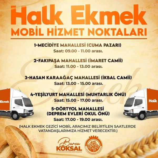 Afyonkarahisar'da Halk Ekmek Mobil Hizmeti Başladı