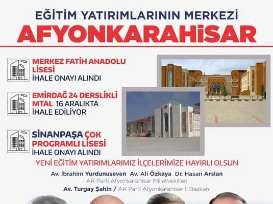 Eğitimin Başkenti Afyonkarahisar'da Yatırımlar Hız Kesmeden Devam Ediyor